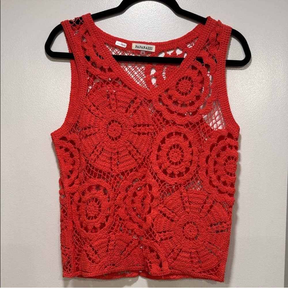 Paparazzi Crochet Tank Top in Red